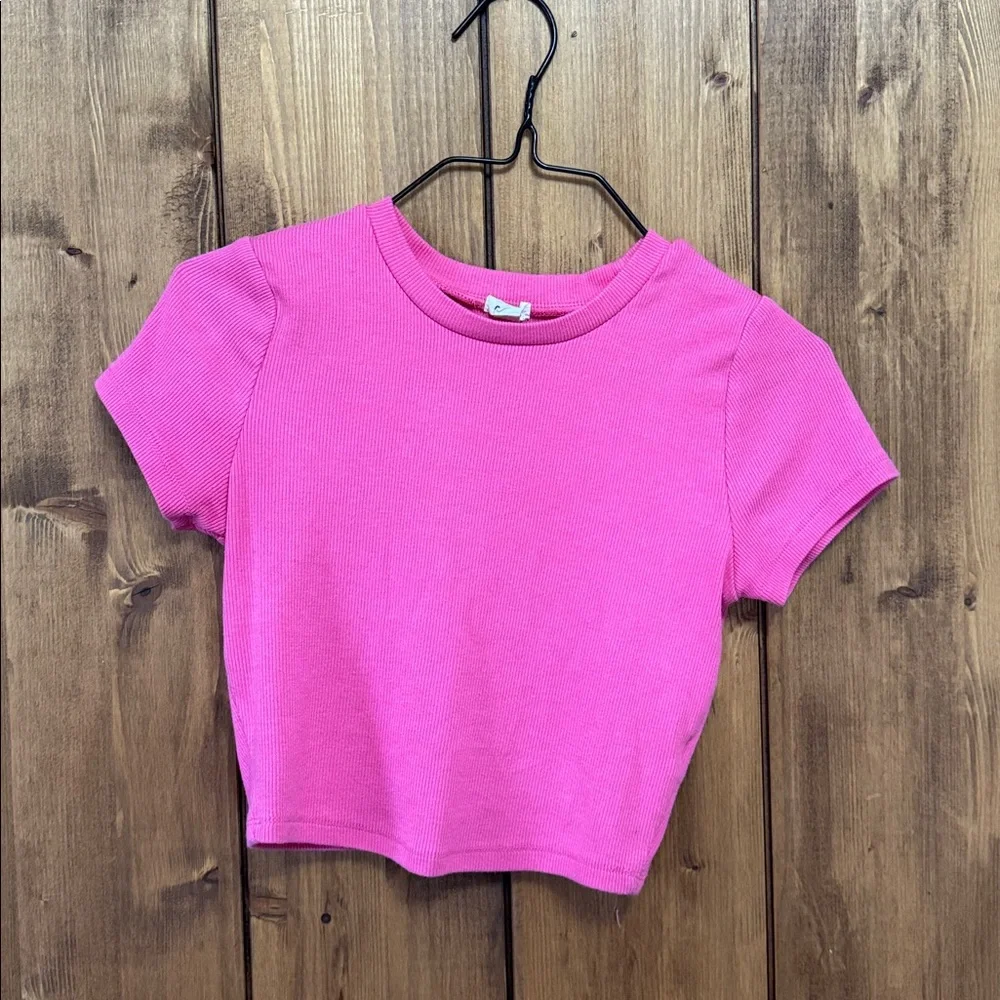 Garage Hot Pink Ribbed Tee - Picture 1 of 3
